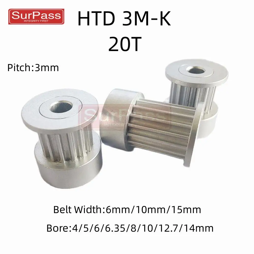 

HTD 3M 20T Timing Pulley Bore 4/5/6/6.35/7/8/10/11/12/12.7/14mm For Belt Width: 6/10/15mm 3D printer K Type