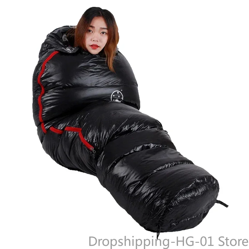 Thickened for Winter Very Cold Weather Adult Mummy 95% White Goose Down Thermal Sleeping Bag Camping Hiking Quilt