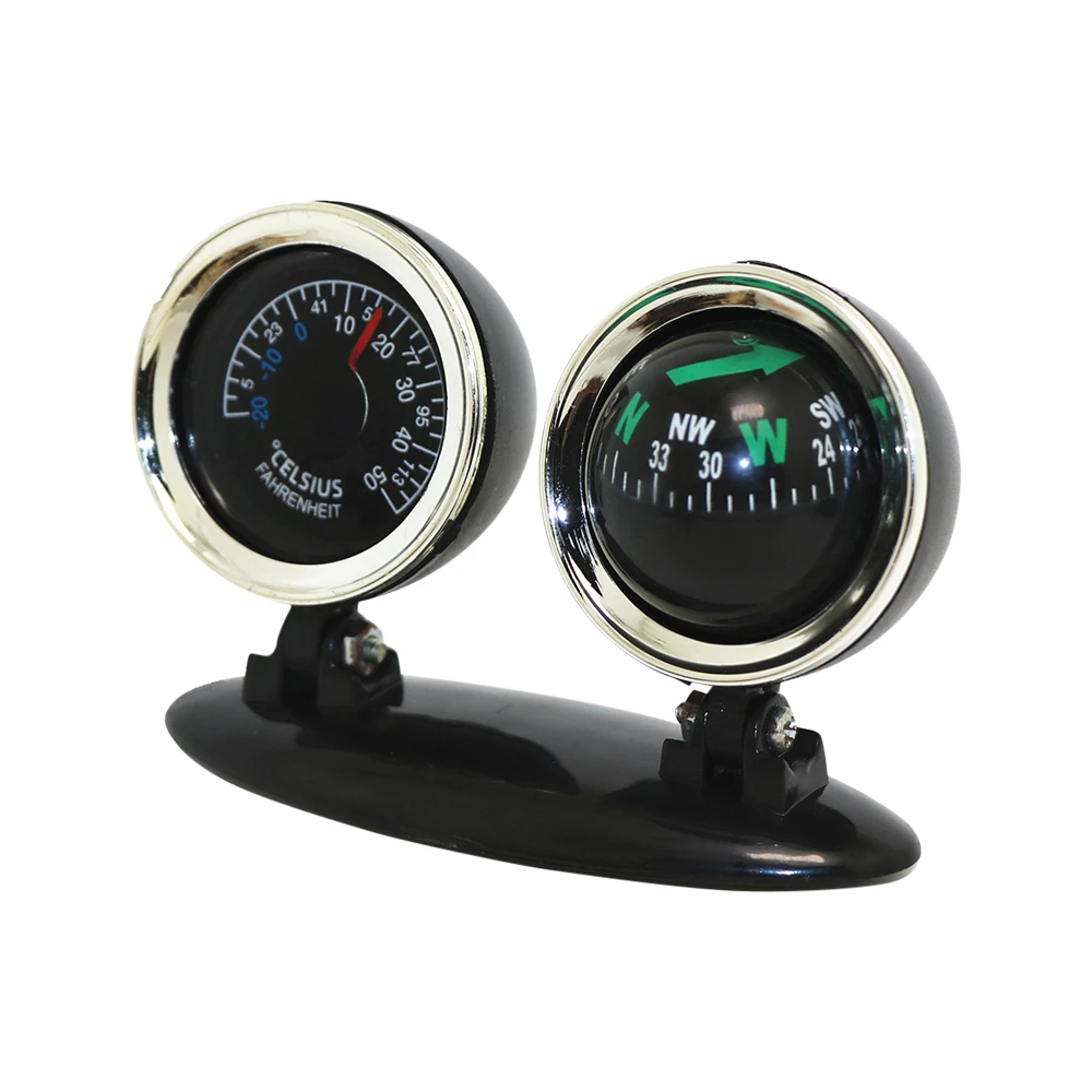 2 in 1 Car Interior Decoration Compass Thermometer Guide Ball Instrument Panel Installation Car Truck Off-road Accessories 차량용품