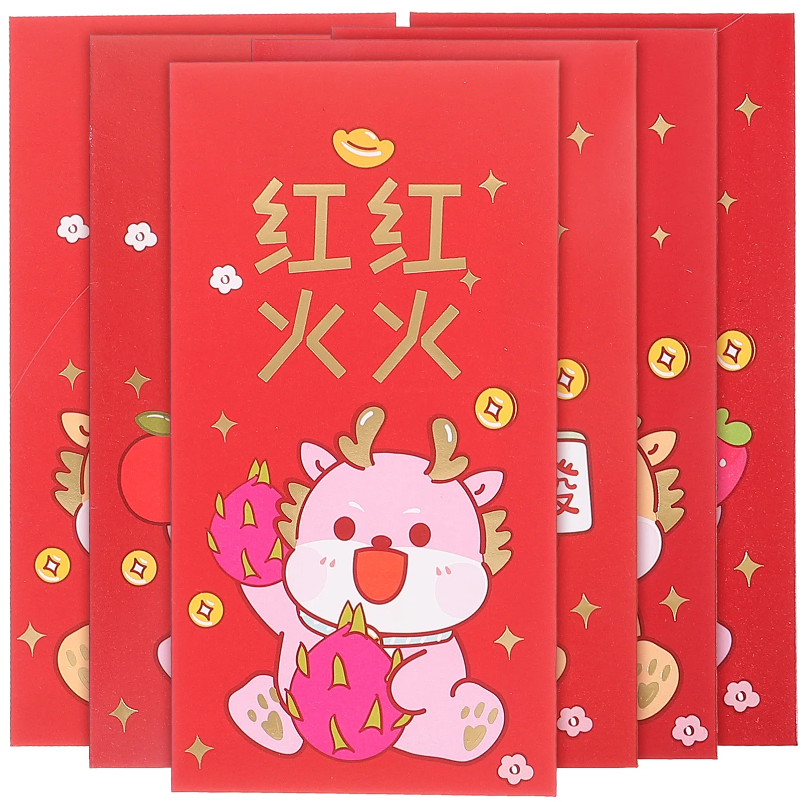 

6pcs New Year Red Packet 9x17cm Lucky Money Bag Paper Envelope Spring Festival Gift Cartoon Design Traditional