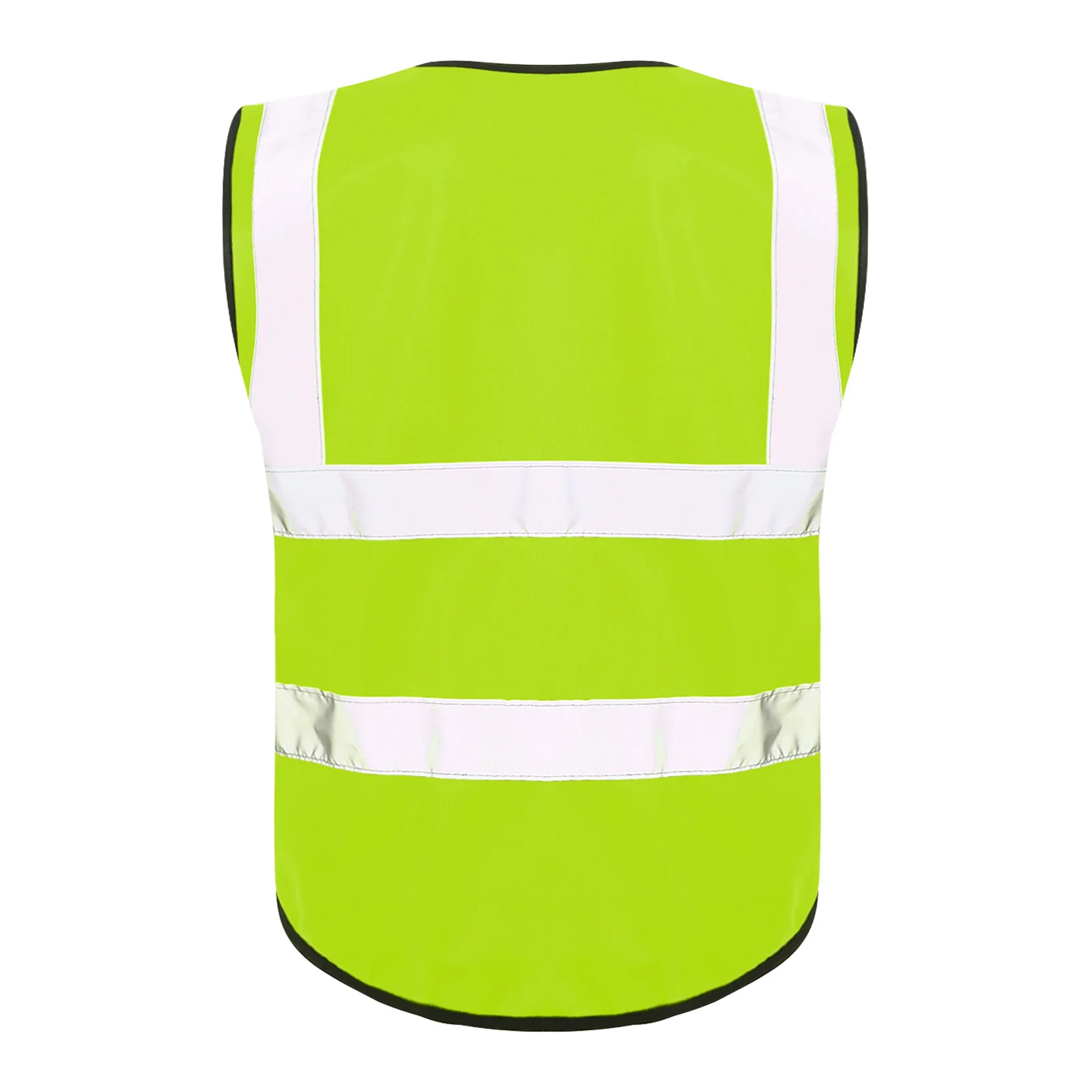 Gilet de sécurité réfléchissant haute visibilité pour hommes, col en V, sans manches, fermeture éclair, veste de travail avec multi-poches pour le cyclisme, les activités de plein air