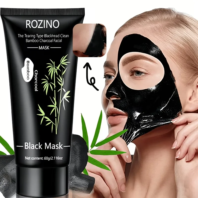 2-pack ROZINO The Tear-Off Mask with Bamboo Charcoal Offers a Strong Cleansing Effect, Designed to Gently Treat The Skin Without Causing Irritation, Resulting in a Revitalized Complexion. This Unique Mask Is Ideal for Both Men And Women