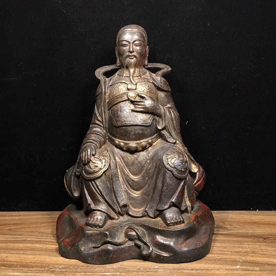 Vintage Zhenwu Emperor Figurine Xuantian Shangdi Taoist God Statue Home Altar Desktop Decor Ornament
