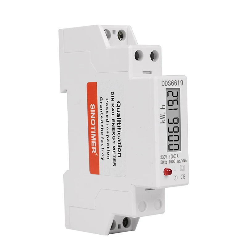 Din Rail Single Phase Electricity Meter Energy Meter KWh 230VAC 50Hz Electric Consumption Wattmeter Digital Vatmeter 30A Or 60A