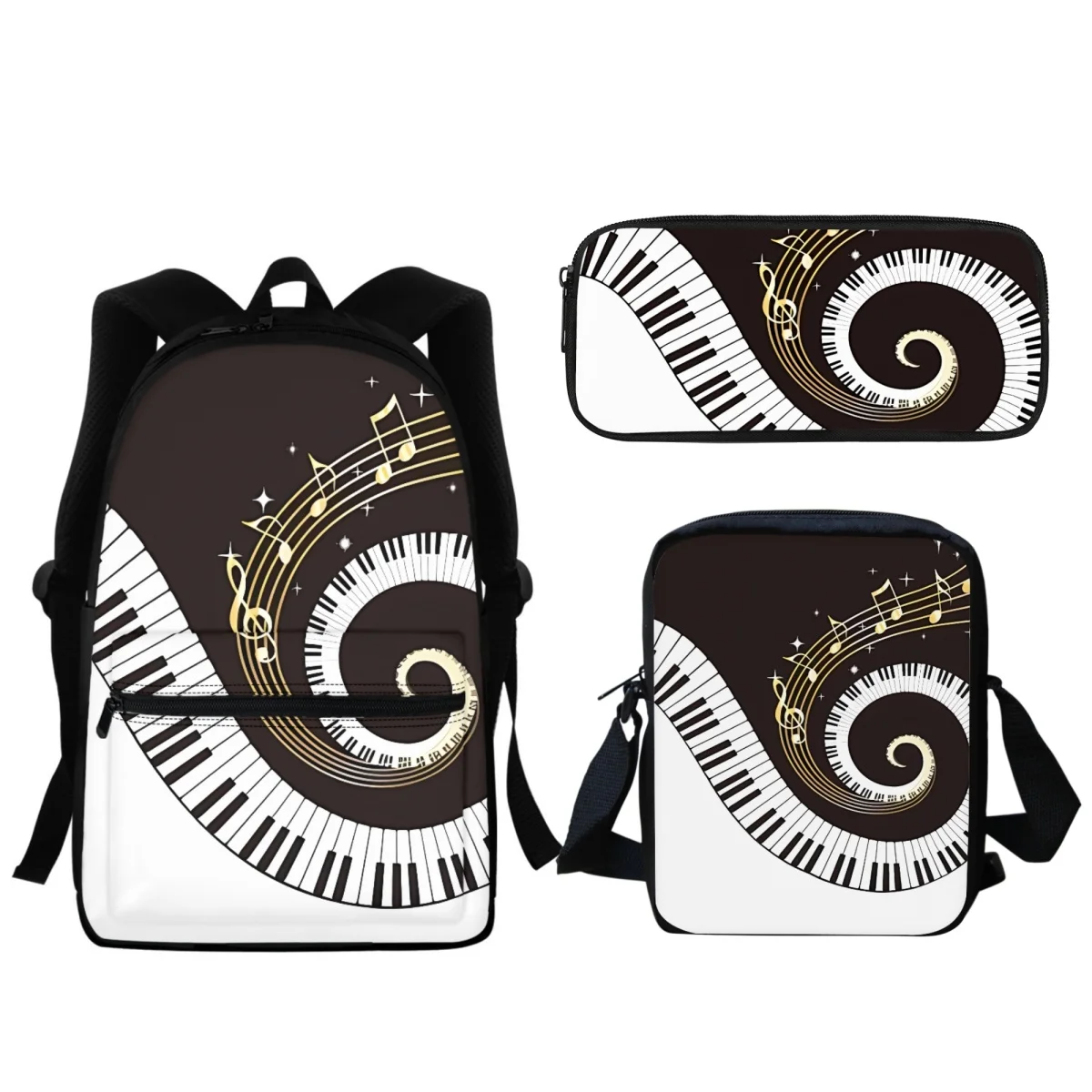 Piano Key Note Design Student School Bag Music Theme Zipper Boys Girls Children Backpack High Quality Messenger Bag Pencil Case