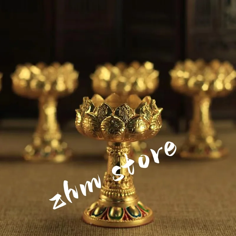 

1pc 7.7cm Tibetan Tranic Buddhist Alloy Metal Lotus Design Butter Lamp Base ,Temple/Home Putting Decorate Candle Base