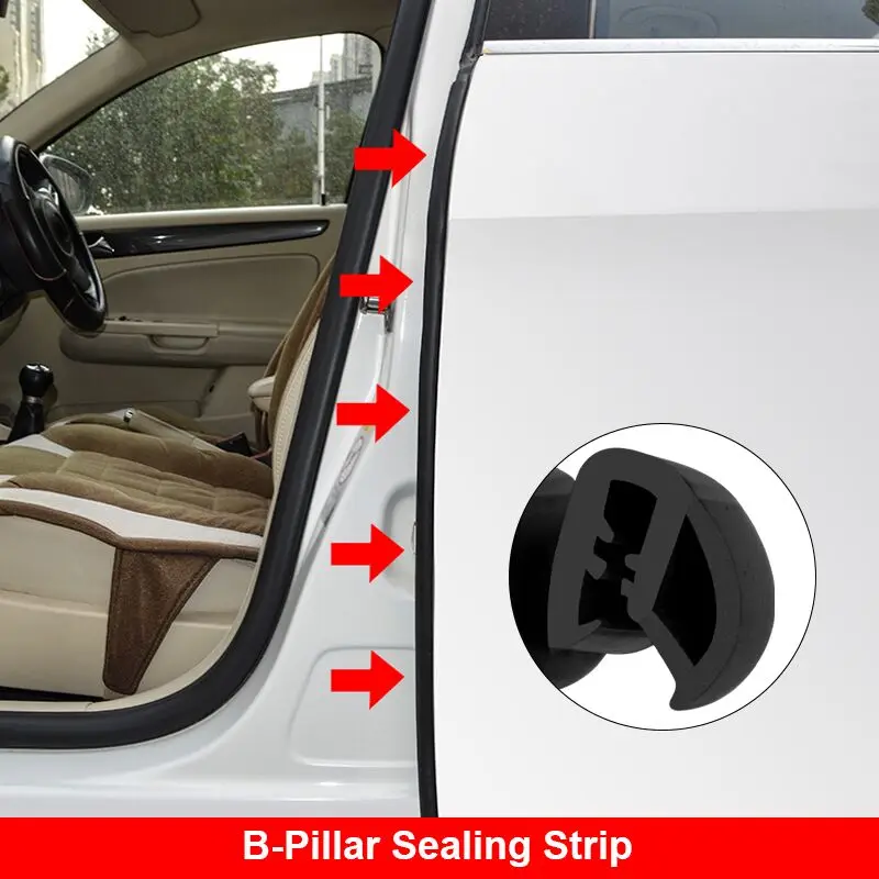 2M Car Door Edge Rubber Seal Strip B-Pillar Weatherstrip Auto Protection Sealant Strip Waterproof Soundproof EPDM Trim