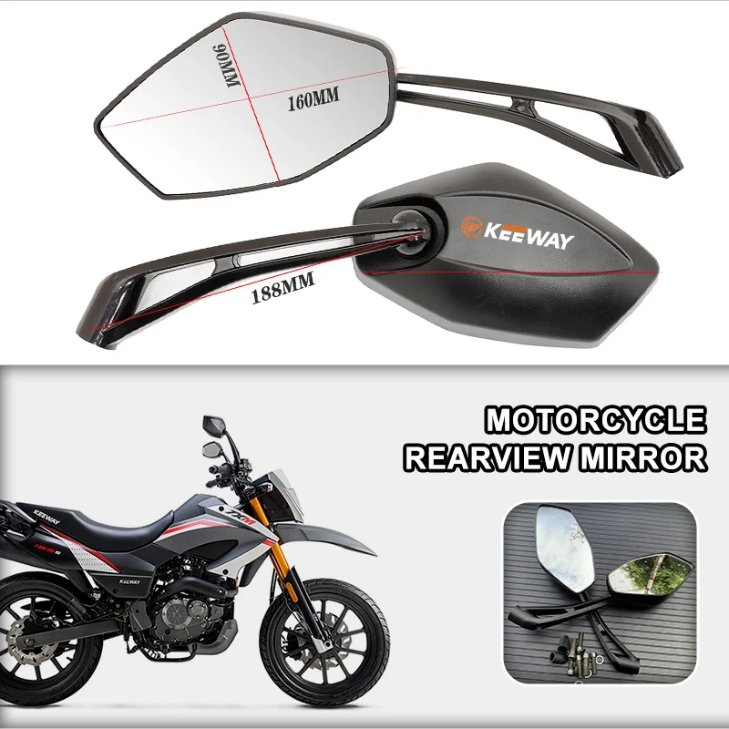 Motorcycle Rearview Mirror HD Wide-Angle 360° Rotating Handlebar Mount For Keeway Hurricane RKX RKS Superlight K-Light Vieste