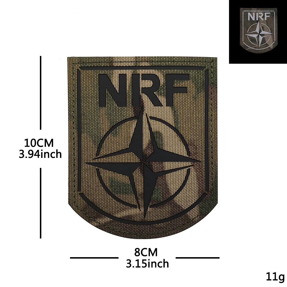 NATO-Otan NRF Camou Soldiers' Morale IR Infrared Reflection Fishing Club Armband Tactical DIY Jacket Backpack Hook  Loop Patch