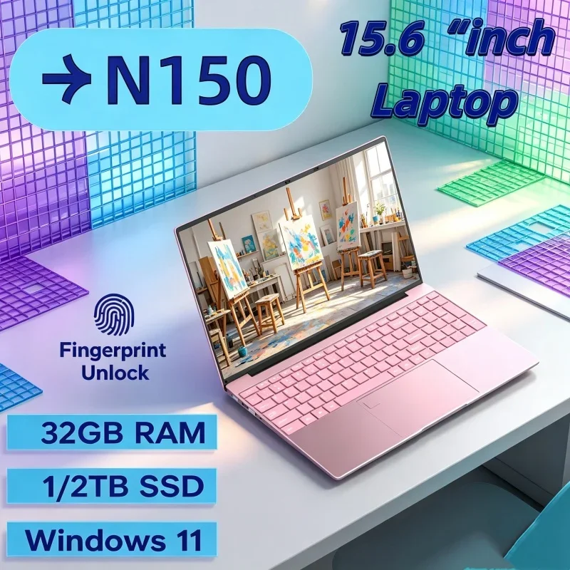 15.6" Intel Core N150 Windows 11 Portable-carry Laptop Computer 32GB RAM 1TB 2TB SSD Portable Notebook PC Office Study Laptops
