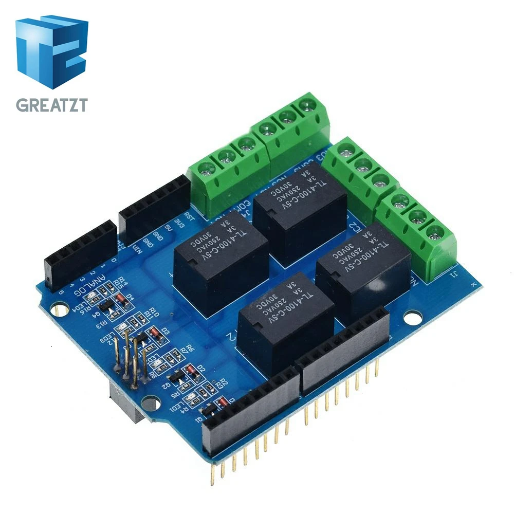 GREATZT 4 channel 5v relay shield module, Four channel relay control board relay expansion board for arduino UNOR3 mega 2560