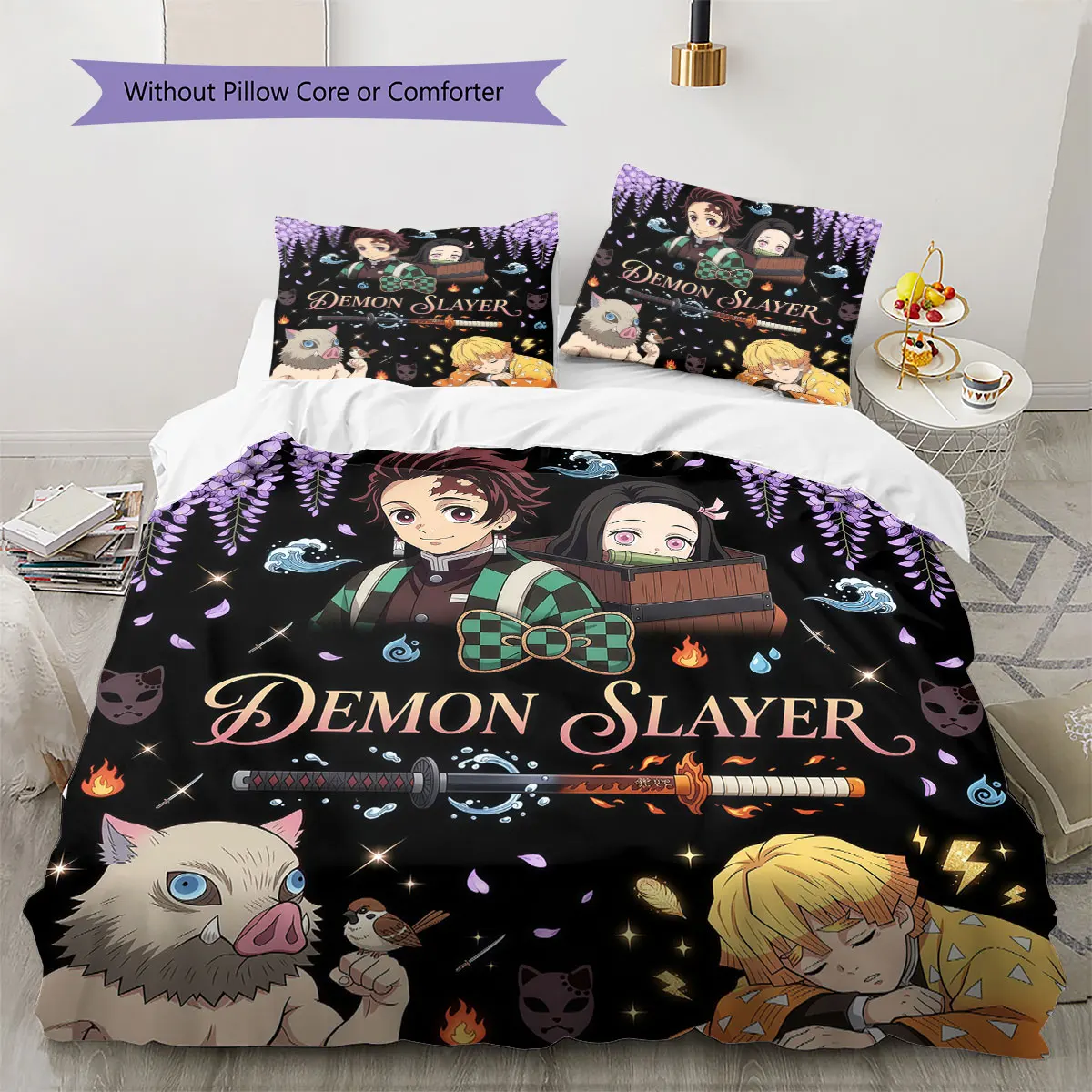 Demon Slayer Comfor Duvet Cover Child's Bedding Set,Extra Large Size Holiday Gift Various Sizes Available -HE188