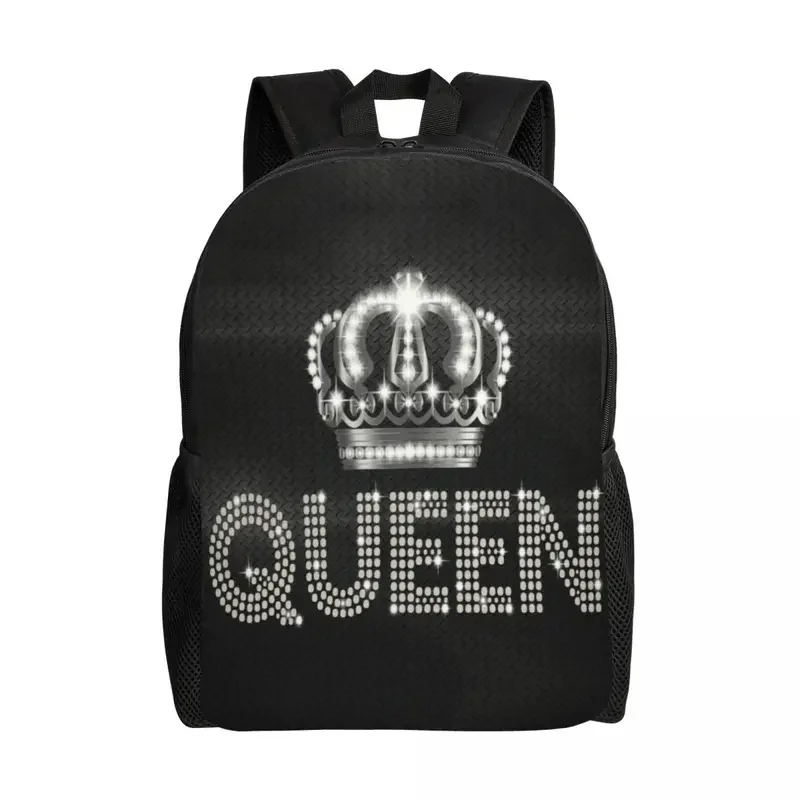 Customized 3D Printing Queen Rhinestone Backpacks Bling Diamond College School Travel Bags Women Men Bookbag Fits 15 Inch Laptop