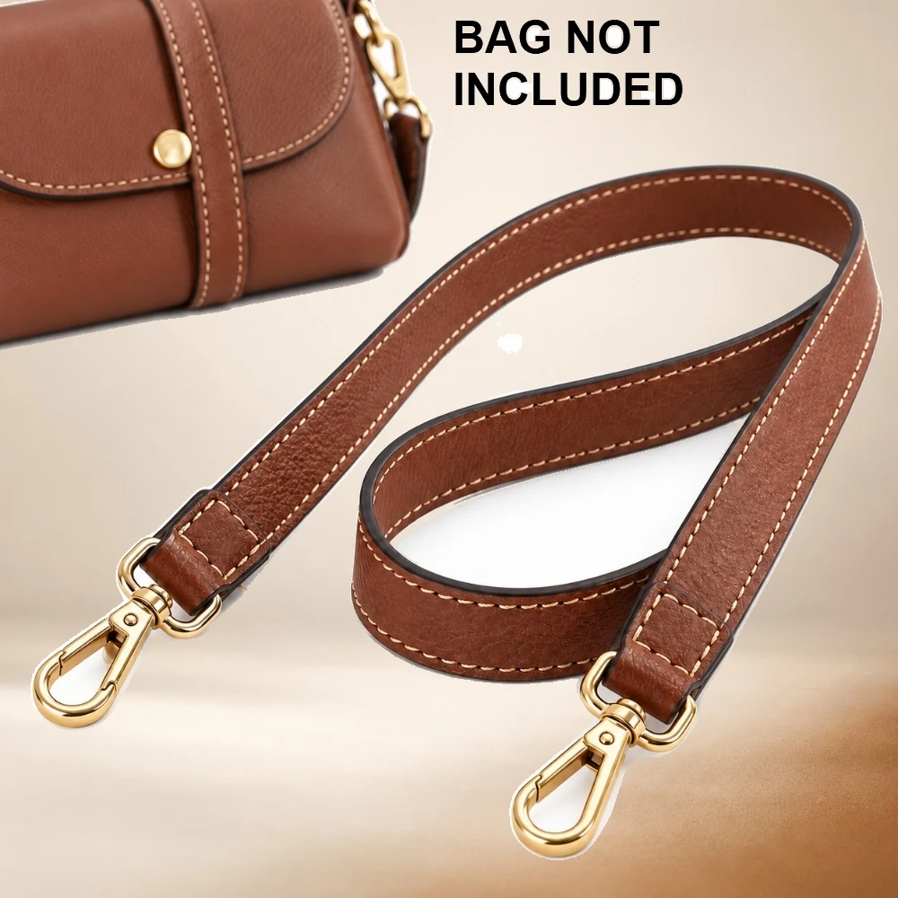 Adjustable Leather Crossbody Bag Strap with Connector Tabs and Metal Clasps for Dumpling Purse Classic Color Selection Heritage