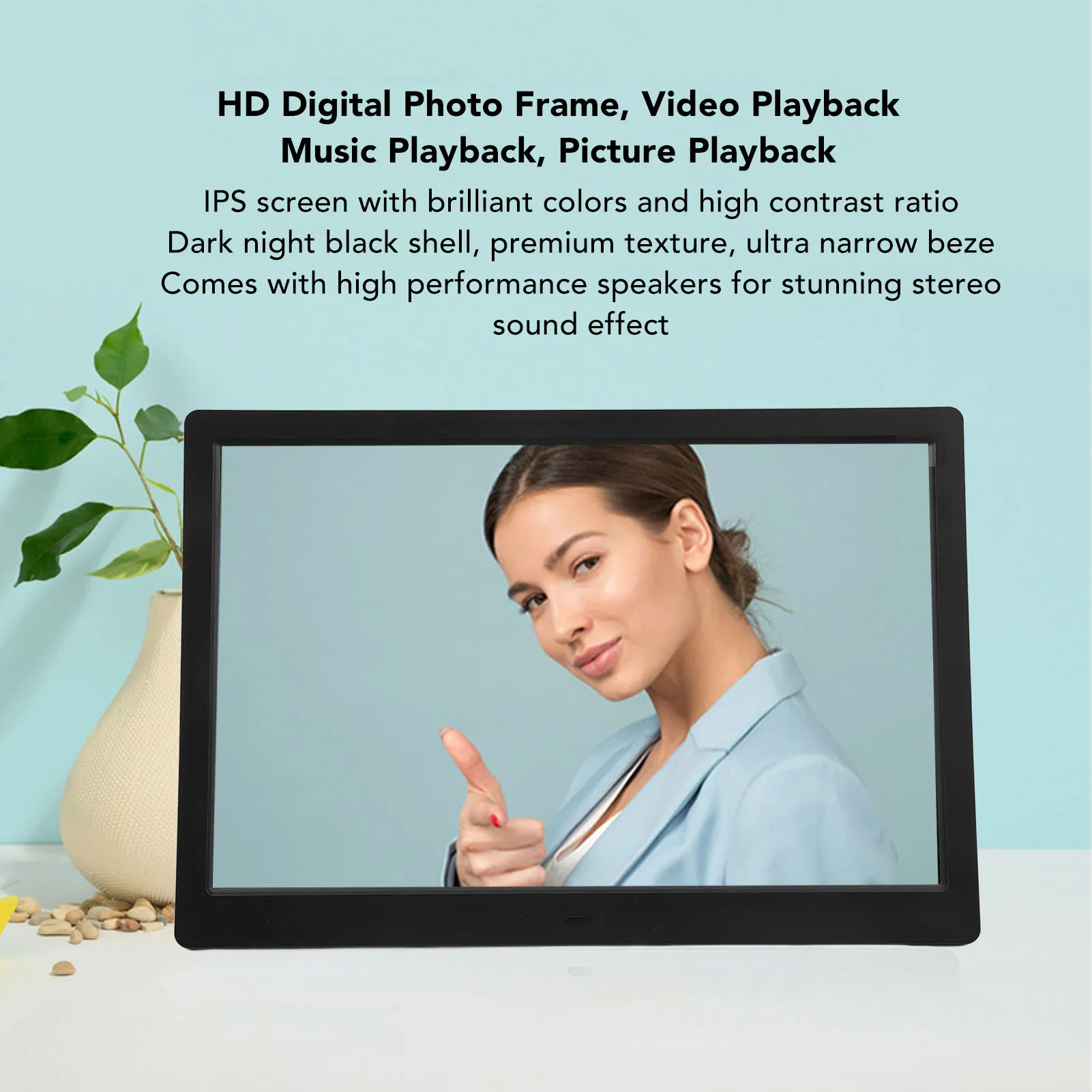 

14.1in Large Digital Picture Frame HD Digital Photo Frame Video Playback Remote Control Built in Speaker Digital Picture Frame