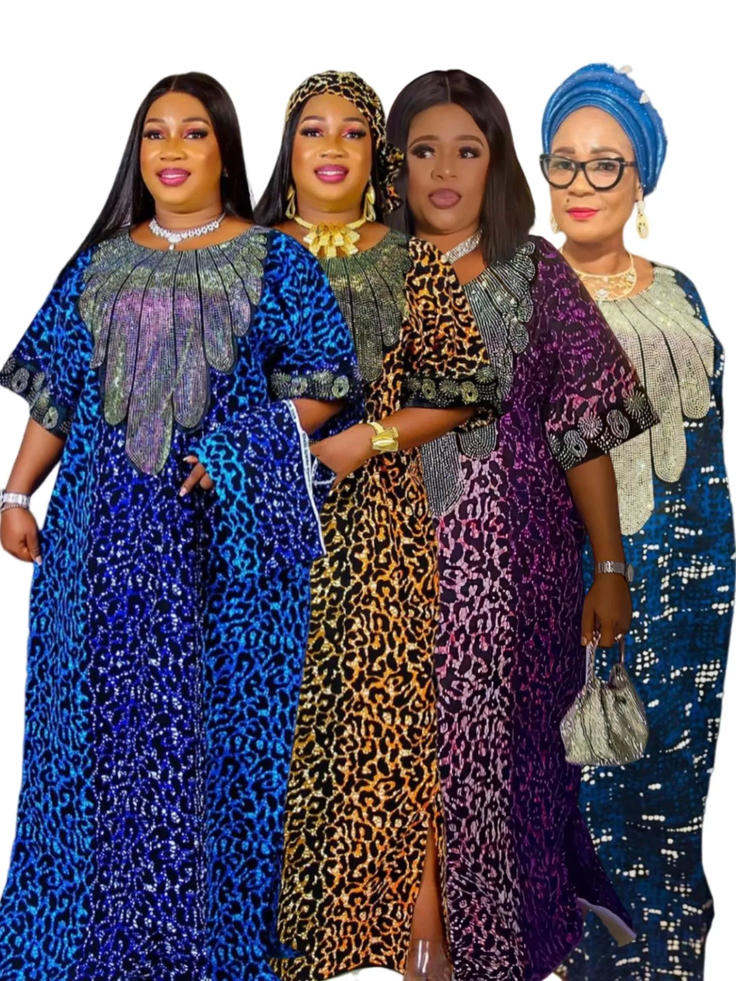 

Рамадан, арабский мусульманский роскошный модный африканский свободный халат с леопардовым принтом и блестками, платок больших размеров, длинный халат для женщин