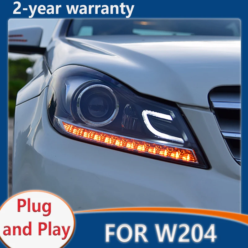 

Для BENZ W204 фары 2011 2012 2013 2014 C200 C260 фары светодиодные DRL указатели поворота Hid Bi Xenon авто аксессуары фара