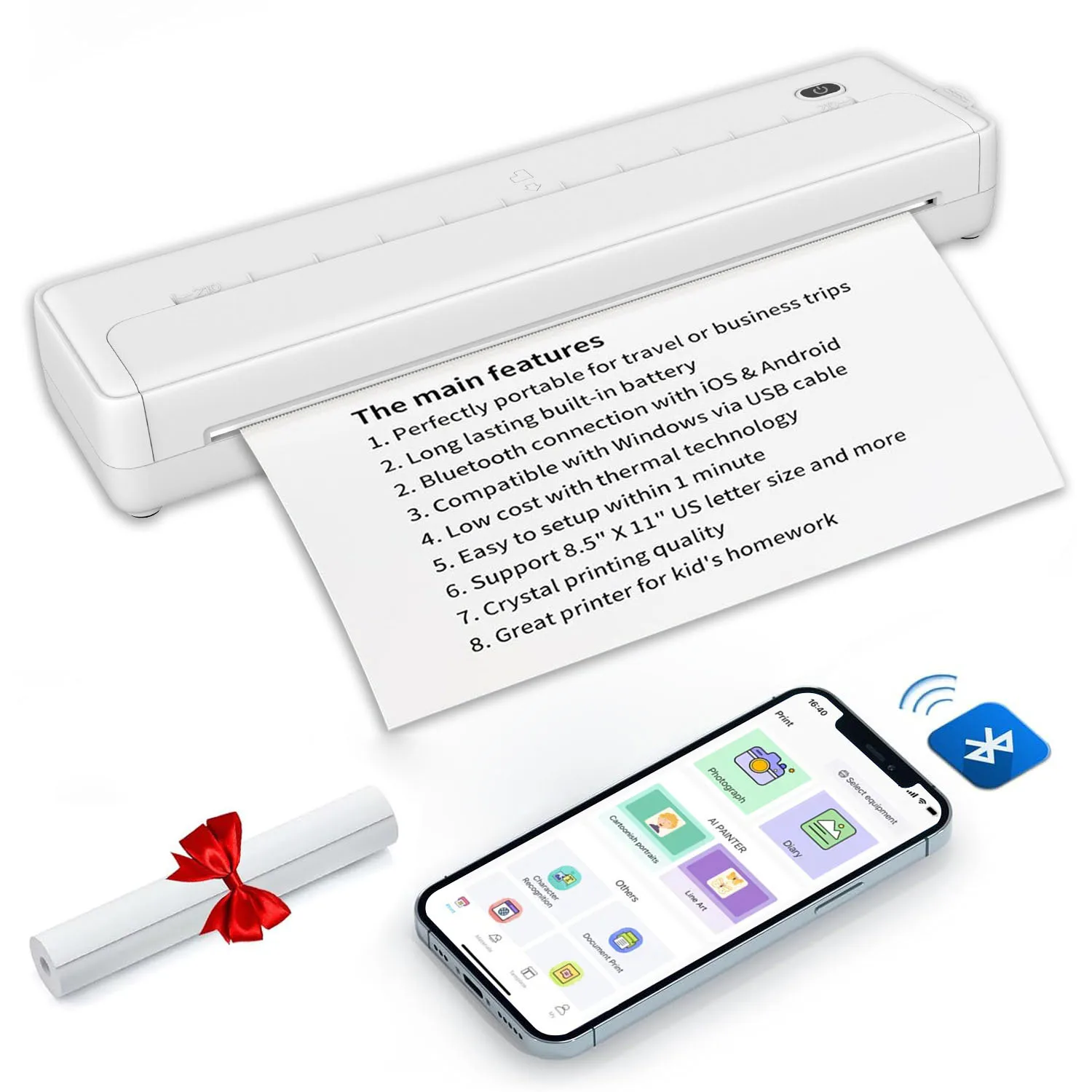 

Portable Mini Thermal Printer Paper Photo Printer From Mobile Phone Wireless Document Office A4Printer