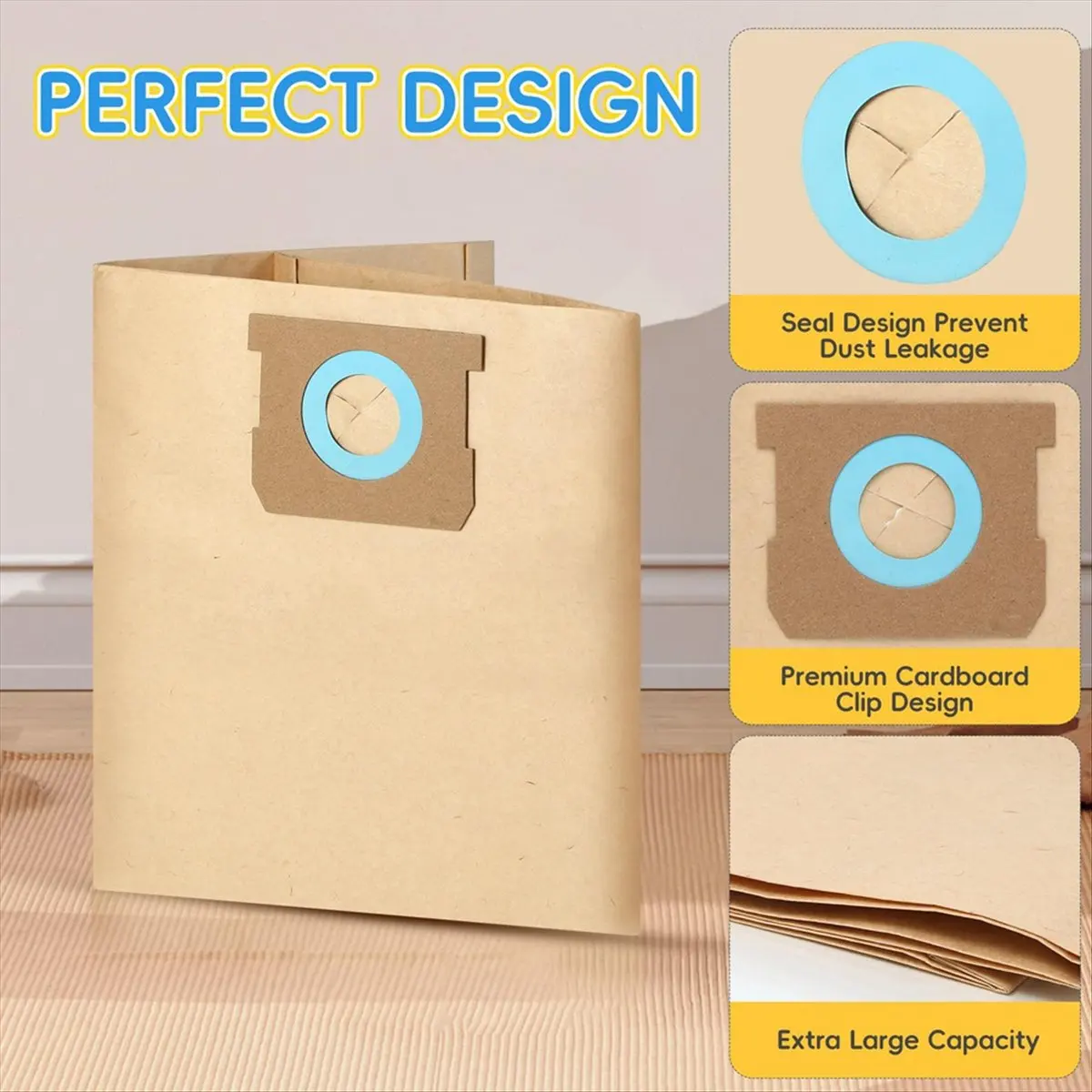 

8 упаковок DXVA19-4104 вакуумных пакетов для пылесоса влажной/сухой уборки объемом 5–8 галлонов, одноразовых пакетов, мешков для сбора пыли