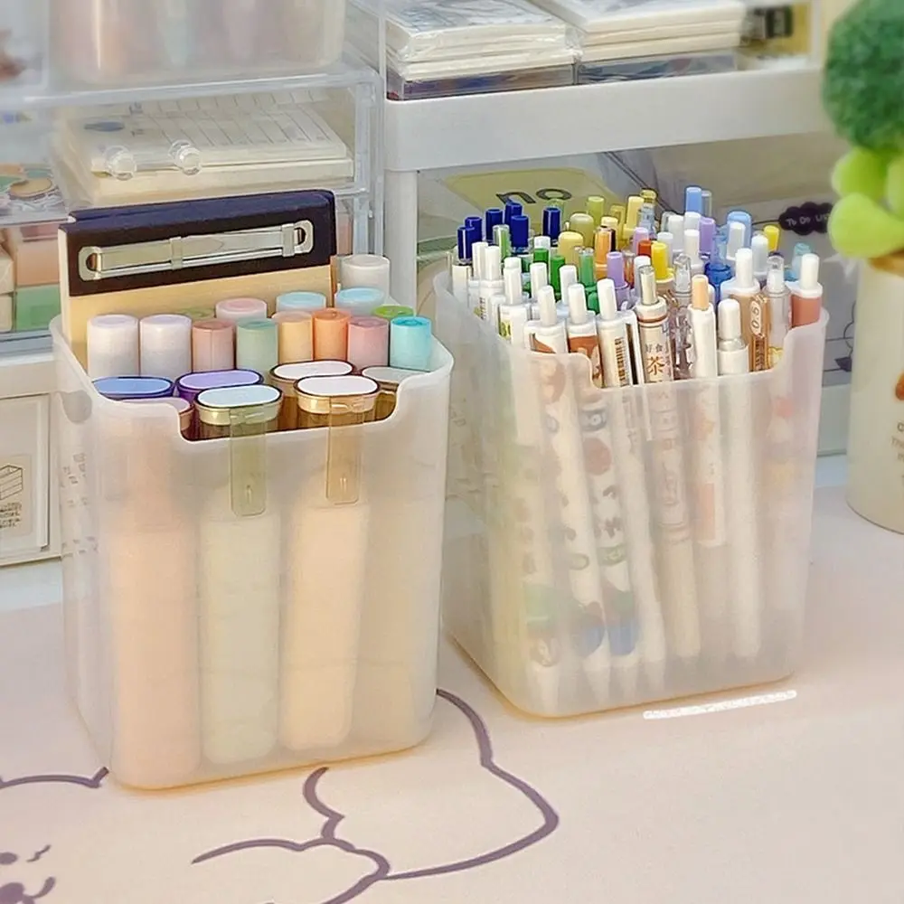 Desktop Organizer Stationery Box Large Capacity Cosmetic Holder Storage Box Translucent Multifunctional Pen Holder Student