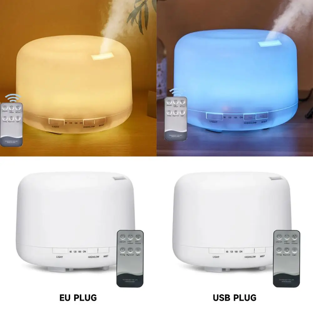 

500ml Ultrasonic Air Humidifier Control Essential Oil Diffuser Desktop Machine Scent Diffuser with LED Night Lights