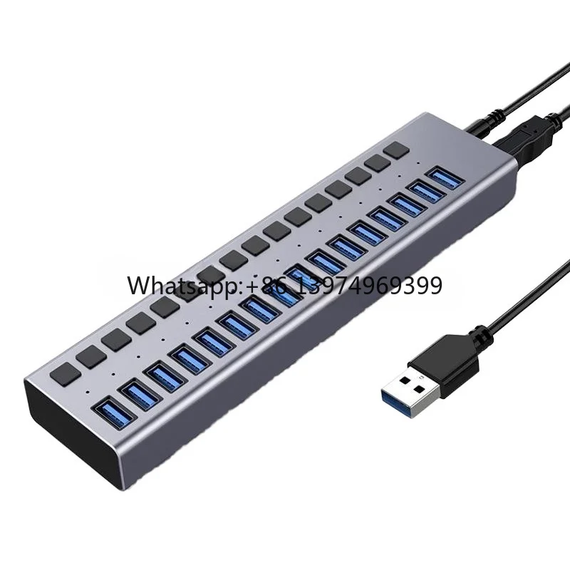 Jasoz 11 in 1 Multiport USB C Hub 3.0/5/7/11 Individual Power Switches 3.0/5/7/11 Ports Powered USB Splitters in Stock