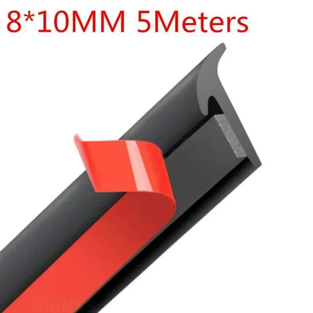 1pc 5M Car Sealing Strip Inclined T-Shaped Weatherproof Edge Trim EPDM Rubber Universal 8mmx10mm Car Interior Accessories