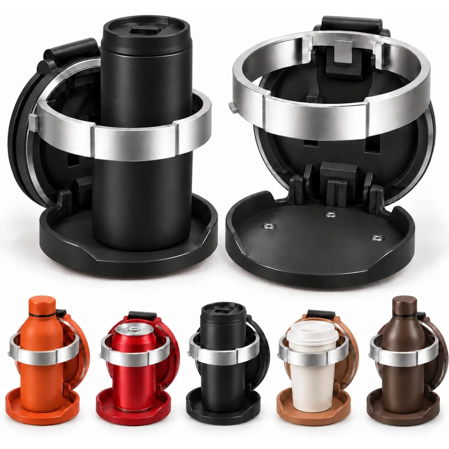 Faltbarer Getränkehalter für Autotüren, Clip-On-Getränke- und Handyhalter für Autos, Aufbewahrungsregal für Kaffee- und Wasserbecher, Flaschenorganizer – Detail 1