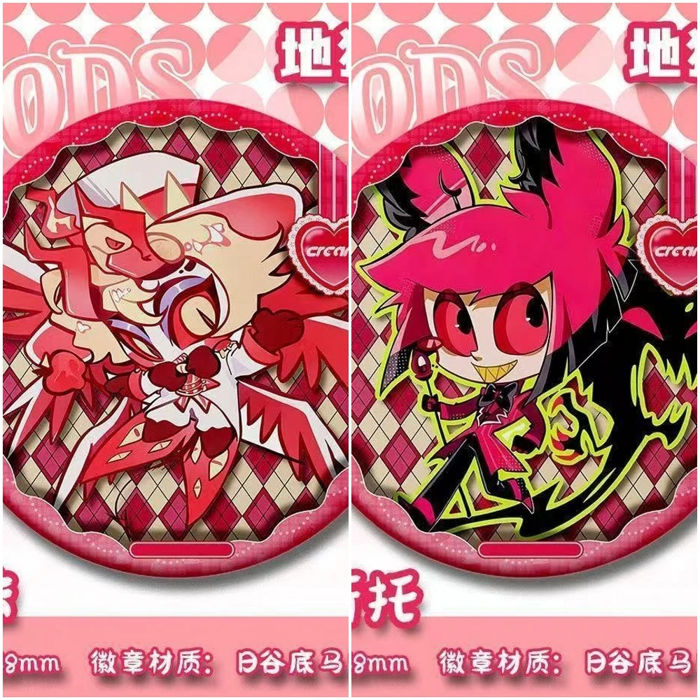 58mm Anime Hazbin Hotel ‌Lucifer Morningstar‌ Alastor Cosplay COSTUME Badge Pin SPTE Tinplate Brooch﻿ Prop GiFT