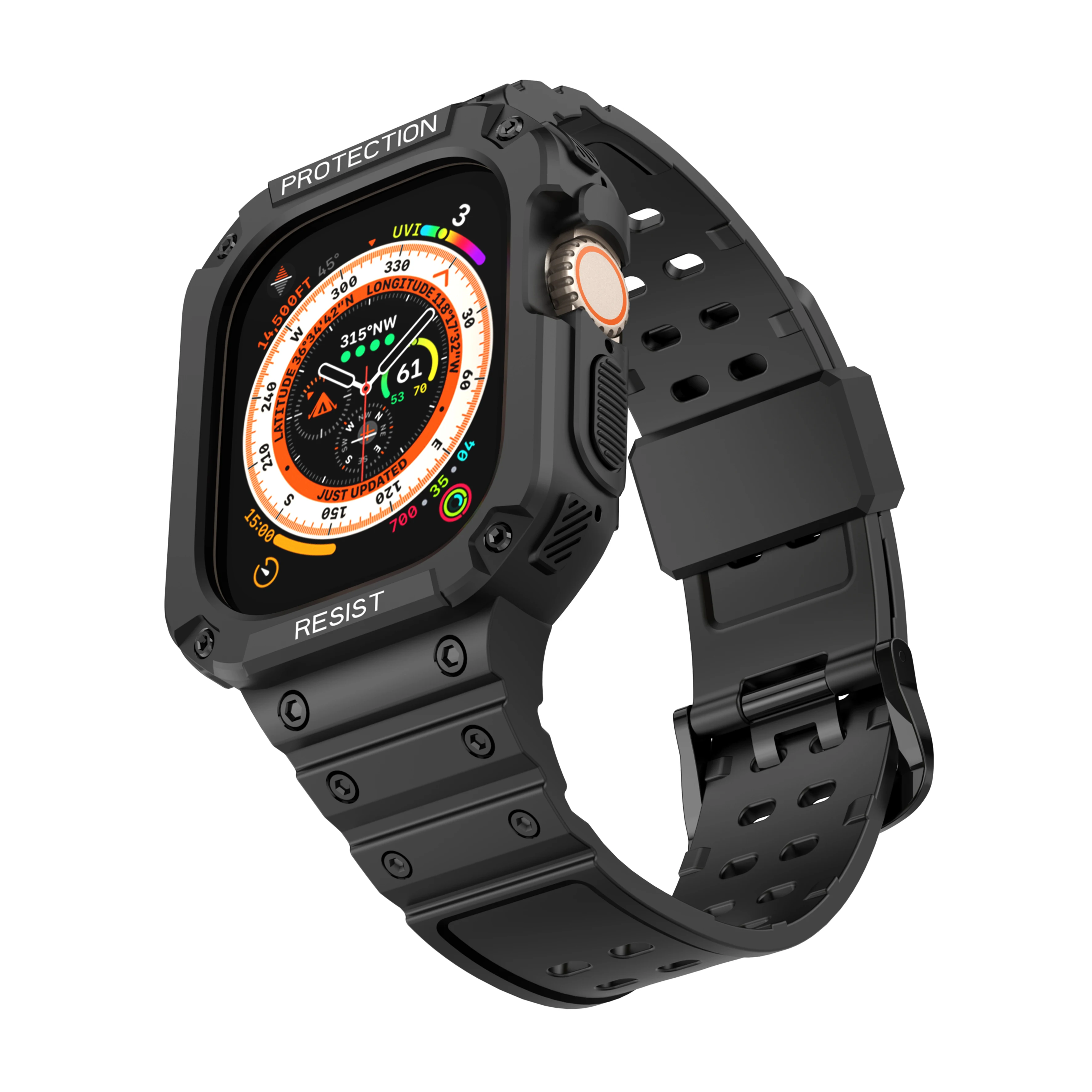 Tpu Horloge Band Voor Apple 8 Ultra 49Mm Tpu Geïntegreerde Horloge Band Effen Kleur Serie Polsband