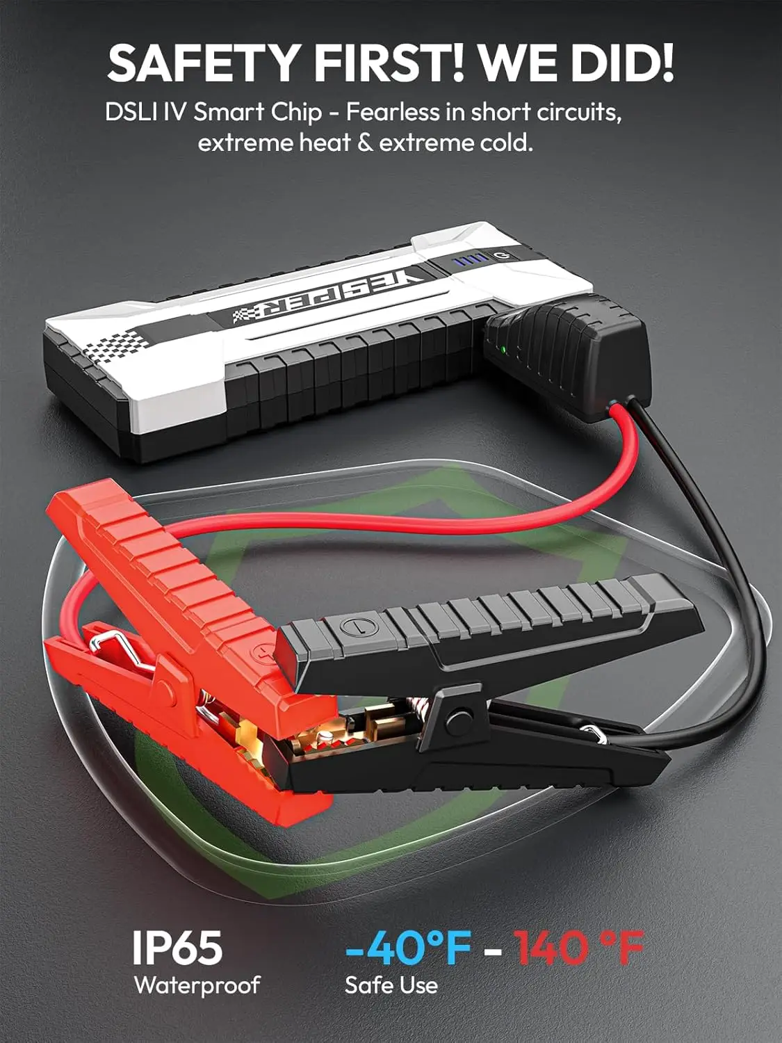 YEPSER YJS20 3000A Peak 12V Car Jump Starter 20000mAh Fast Charge Power Bank 3 Lights for 10.0L Gas/8.0L Diesel view 5