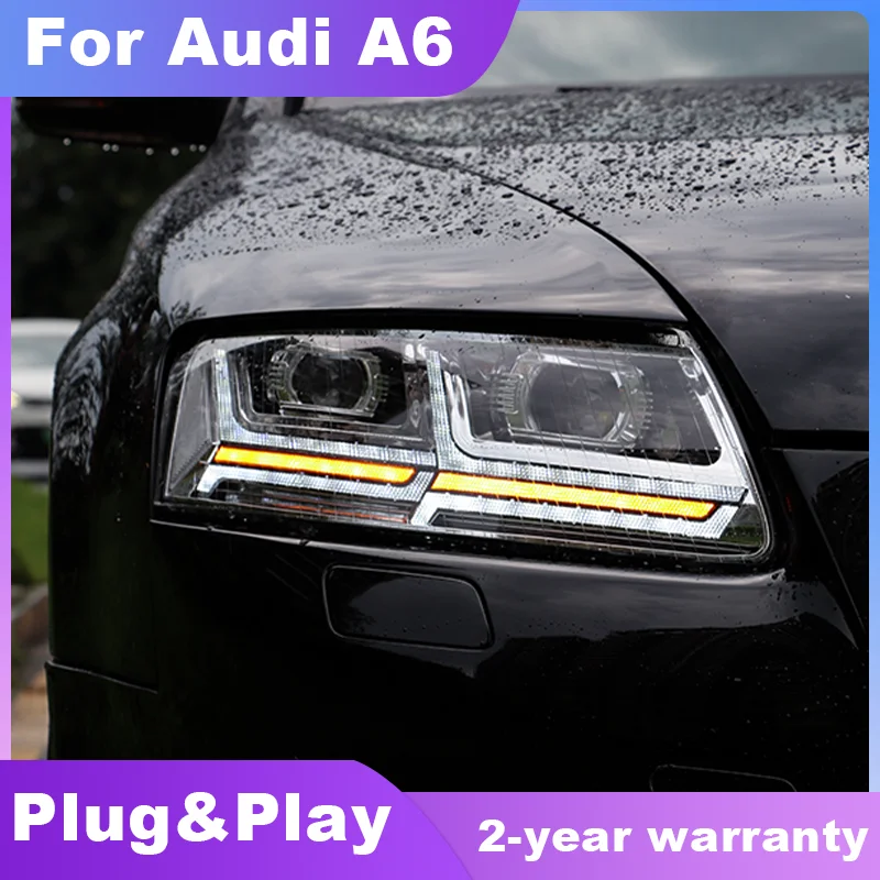 

Модель автомобиля для Audi A6 C5 C6 фары 2005-2011 светодиодный динамический сигнал анимация DRL Биксеноновые автомобильные аксессуары