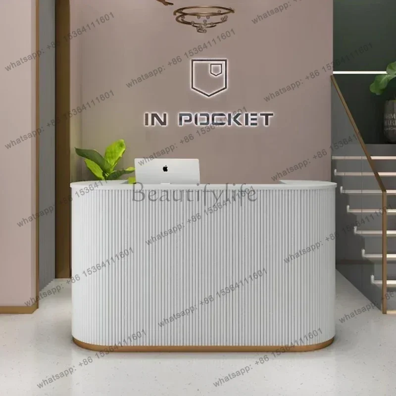 LSBeauty Salon Modern Reception Desks Italian Minimalism White Customer Center Counter Hostel Atril Furniture Receptionsdisk FYR