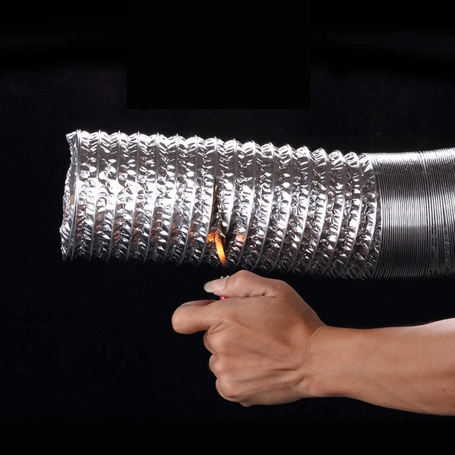 Hon&Guan 5 Inch Flexible Dryer Ventilation Hose For Confined Space Exhaust Hose Aluminum Duct for Ventilation- With 2 Clips