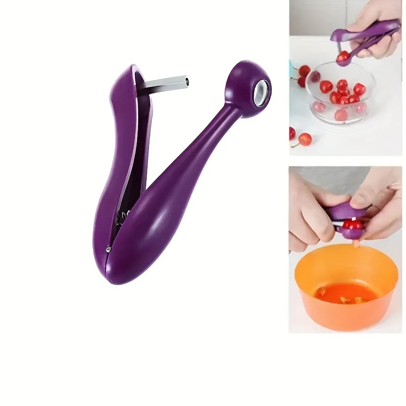 A Convenient and Quick Plastic Cherry Pitter with a Comfortable Grip, Perfect for Cherry Recipes and Olive Preparation