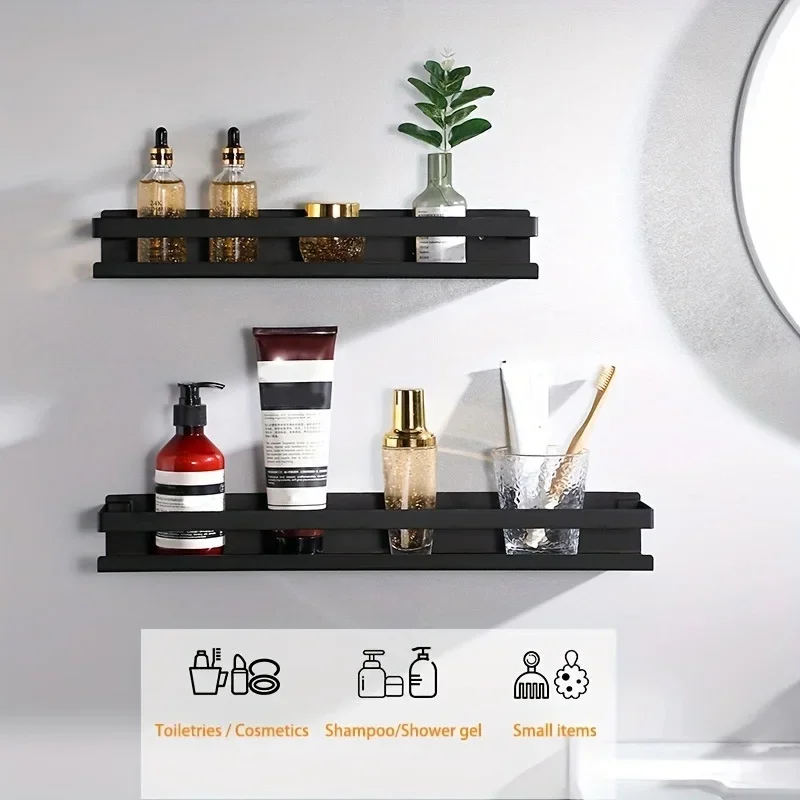 

Кухонная полка из нержавеющей стали 304, черная/никелевая кухонная полка, квадратные полки для ванной комнаты, органайзер для шампуня для душа, стойка