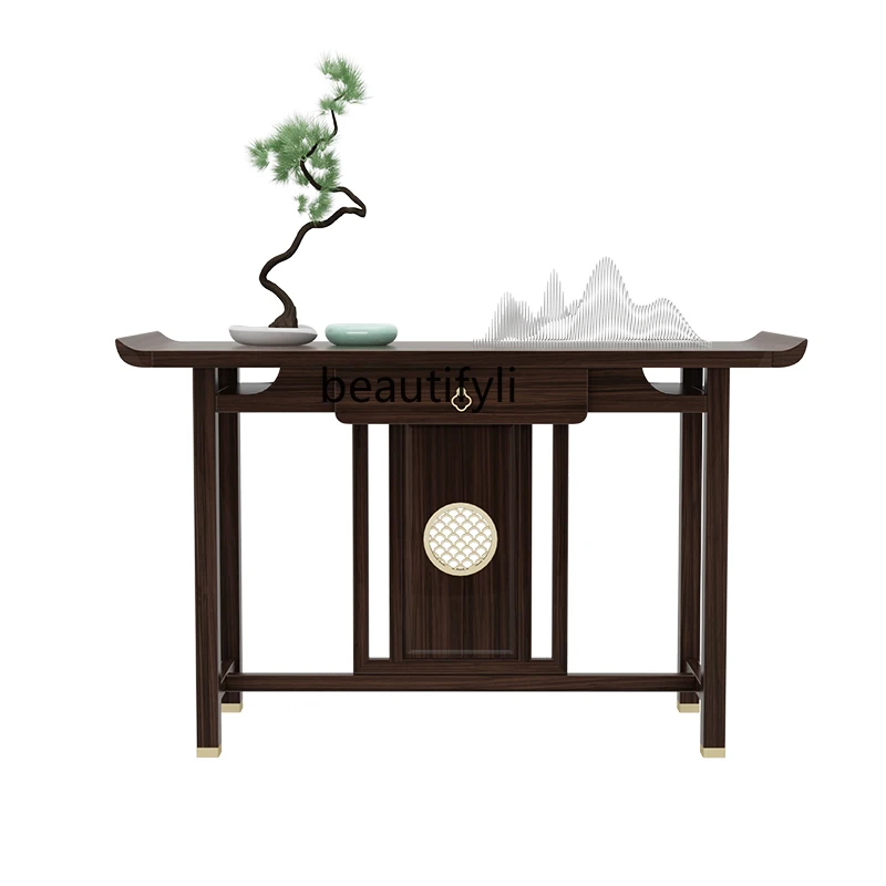 

New Chinese Style Entrance Cabinet Partition Wall Length a Long Narrow Table Console Tables Modern Solid Wood Console