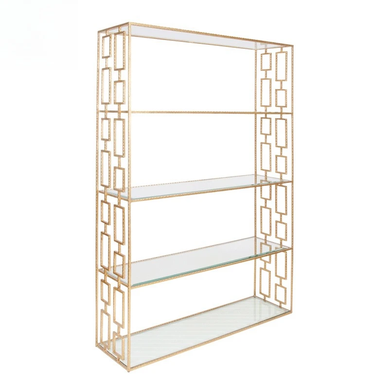 

New Chinese-style wro ught iron forged 5-l ayer bookshelf/sof t decoration des ign/villa/model room/hotel/creative sh elf