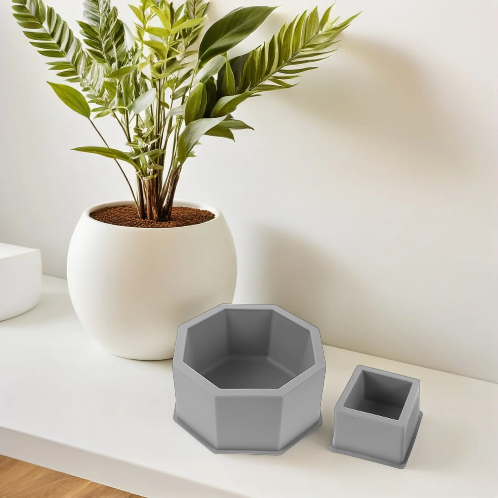 2 szt. Silikonowe formy do doniczek cementowych do samodzielnego wykonania, zestaw form do doniczek betonowych z geometrycznym wzorem, doniczka na sukulenty