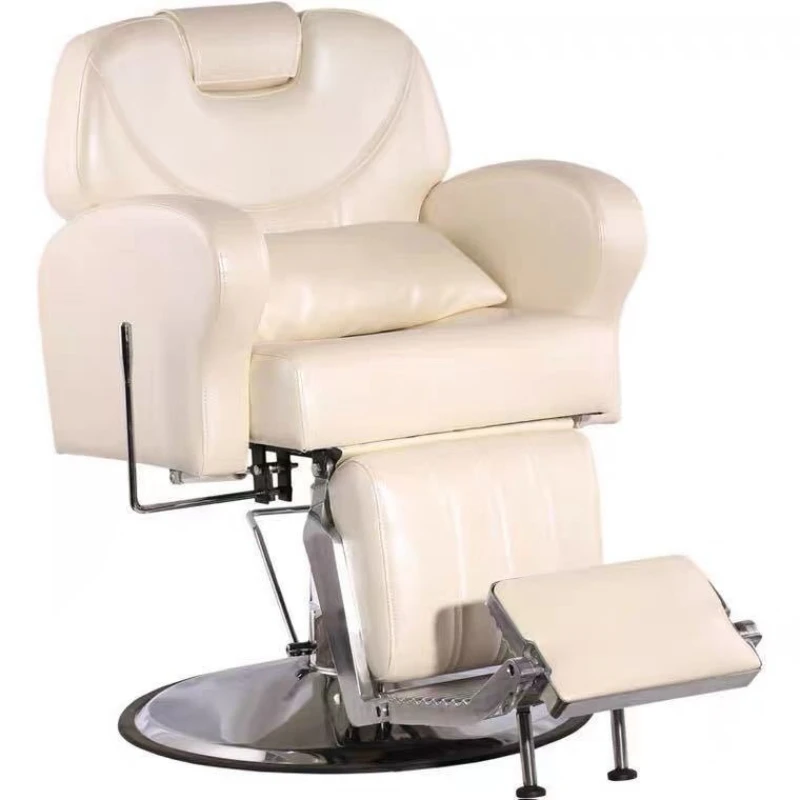 

Semi-reclining barber chair can be reclined shaving chair, large hair chair can be lifted and lowered European retro men's hair