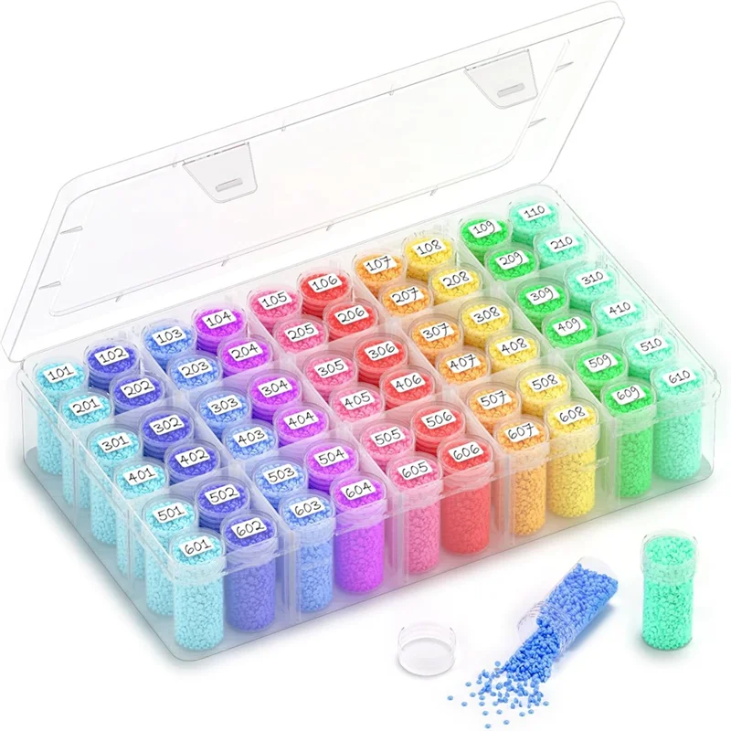 

A92P Герметичные контейнеры для хранения алмазной живописи на 60 бутылок, регулируемый органайзер для рукоделия с 15 сетками для бусин