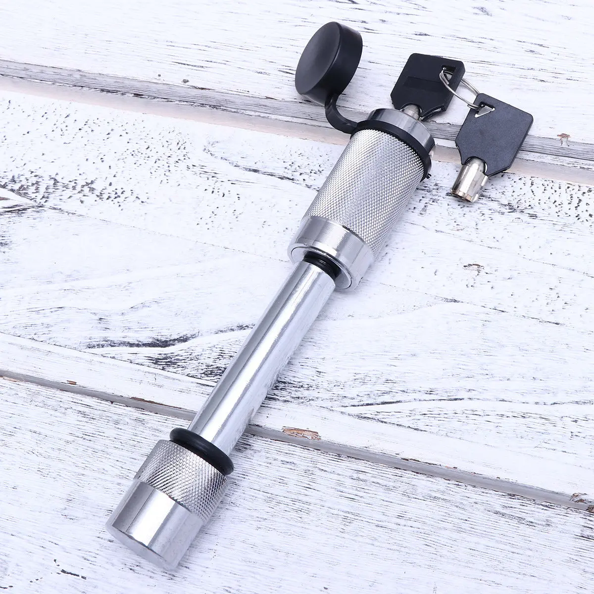 

Silver Trailer Lock Hitch Pin Hardened Steel Rubber Protected Anti-Theft Lock for Tow Ball Mount Trailer Rv Yacht Accessories