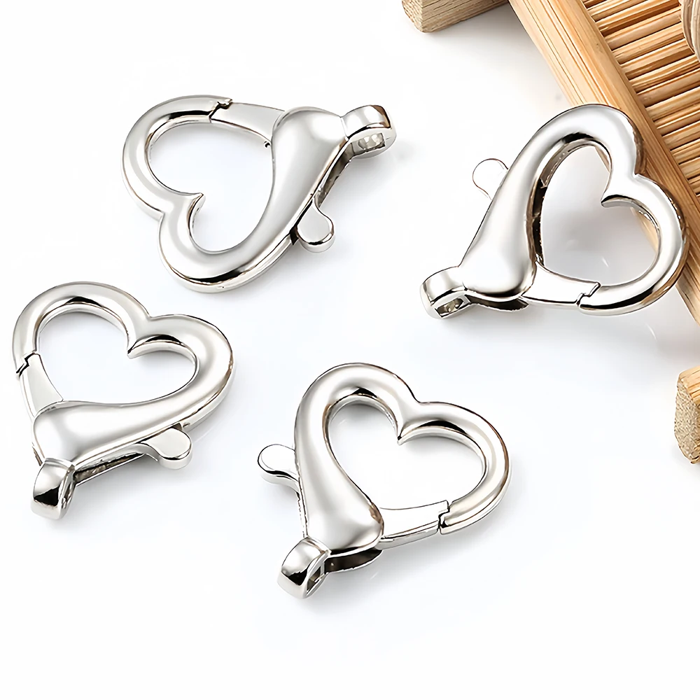 1-3Pcs Stainless Steel Love Heart Lobster Clasp Spring Snap Connection Buckle for DIY Jewelry Making Keychain Pendant Accessory