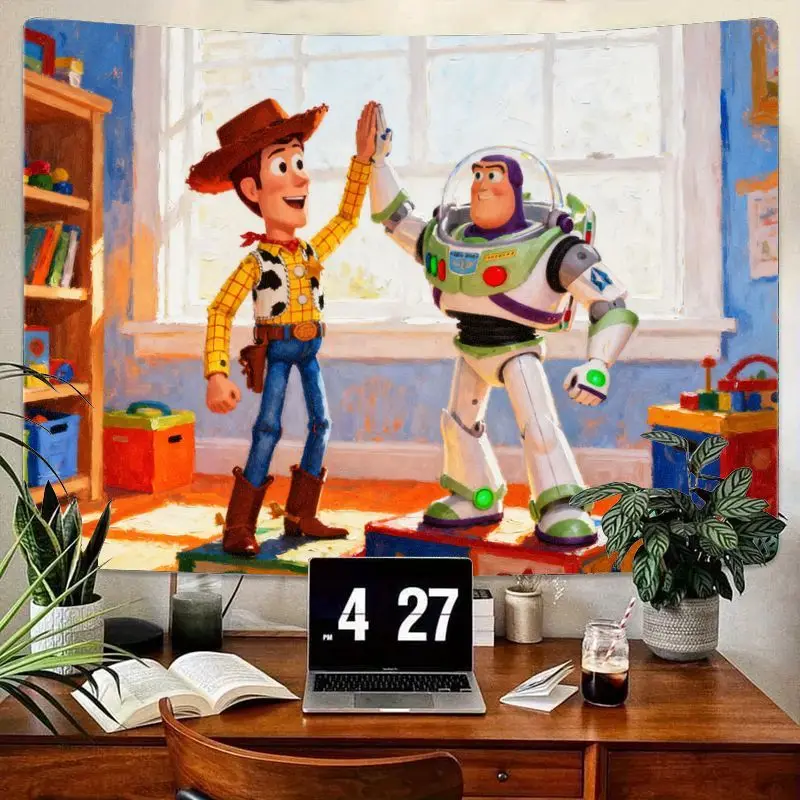 

1 шт. Disney Pixar Toy Story Вуди Базз Лайтер High Five Гобелен Современное полиэстеровое настенное искусство Гостиная Спальня Декор Подарок для