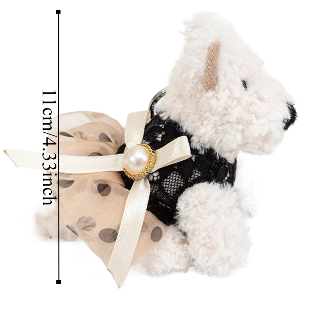 Precioso colgante de bolso West Highland de peluche, llavero de muñeco de cachorro de peluche antipérdida, Animal de dibujos animados, colgante de coche bonito para niñas