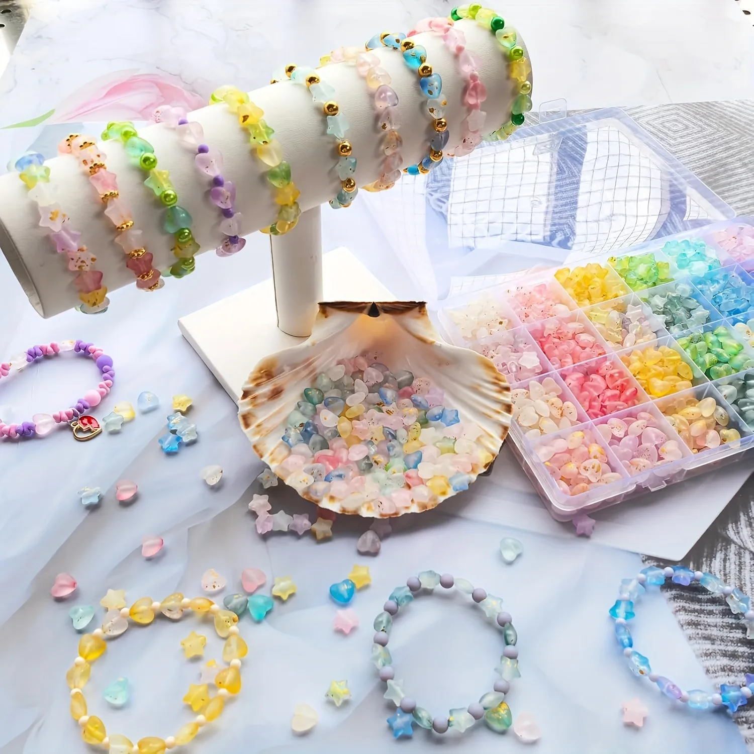 24 Grid Box 608pcs Mixed Beads Set for DIY Jewellery Making