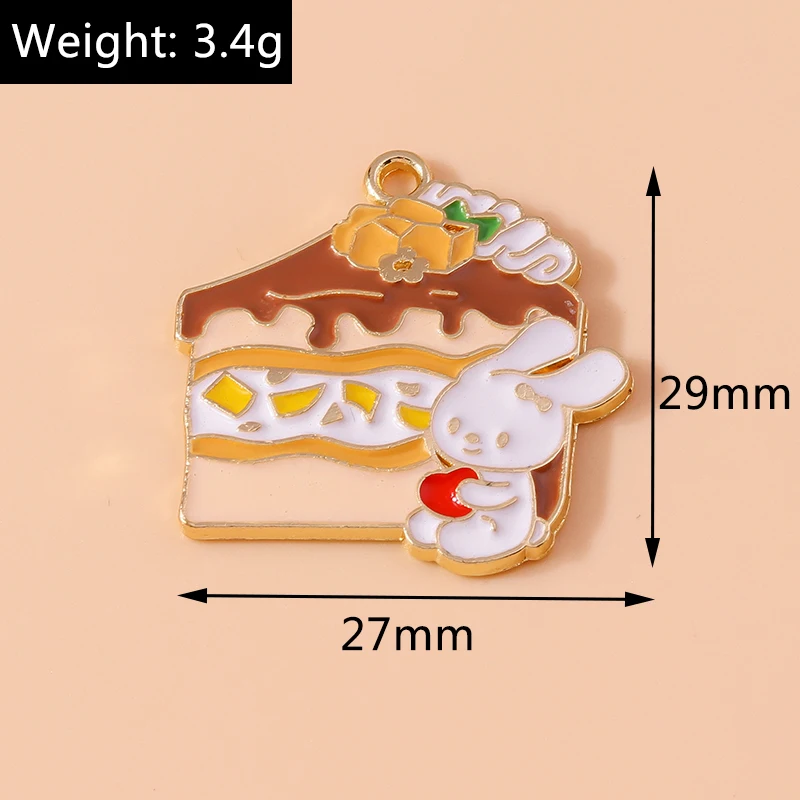 Leslie 10 Stück süße Emaille-Lebensmittel-Charms, Hamburger Pommes Frites, Pizza, Milchkuchen, Schokolade, Anhänger für Armband, handgefertigte Schmuckherstellung – Detail 3