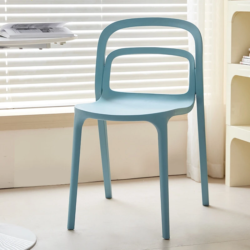 Dining Chair Household Plastic Back Chair Dopamine Color Stackable Creative Chair