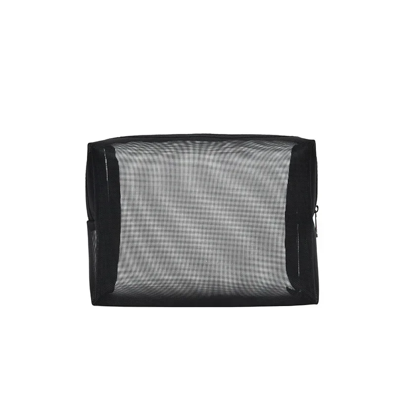 1PCS Men\'s Cosmetic Bag Black Mesh Cosmetic Bag for BrushesT Ravel Organizer Bathing Transparent  Toiletry Bags Makeup Pouch