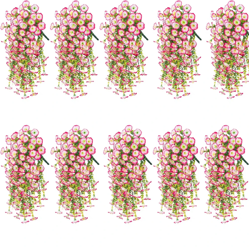 1/10PCS Kunstmatige Morning Glory Hangende Bloemen Nep Bloem Outdoor Huis Tuin Muur Opknoping Petunia Planten Bruiloft Decoratie